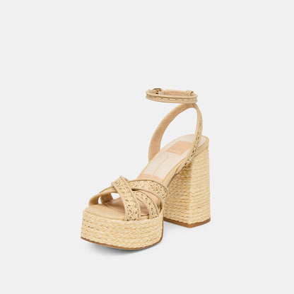 Danila Lt Natural Cross Hatch Raffia Heels | Dolce Vita New