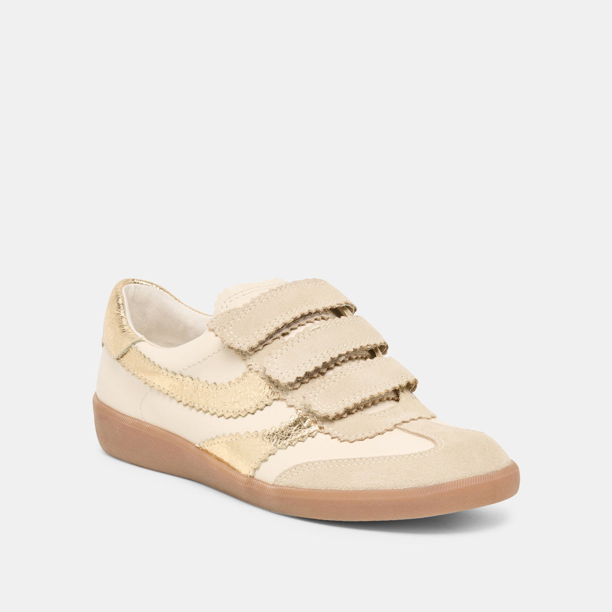 Merit Velcro White Gold Leather Sneakers | Dolce Vita Discount