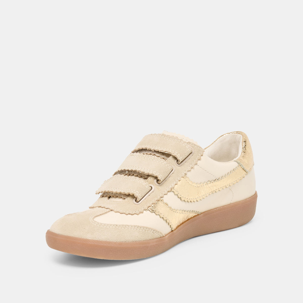 Merit Velcro White Gold Leather Sneakers | Dolce Vita Discount