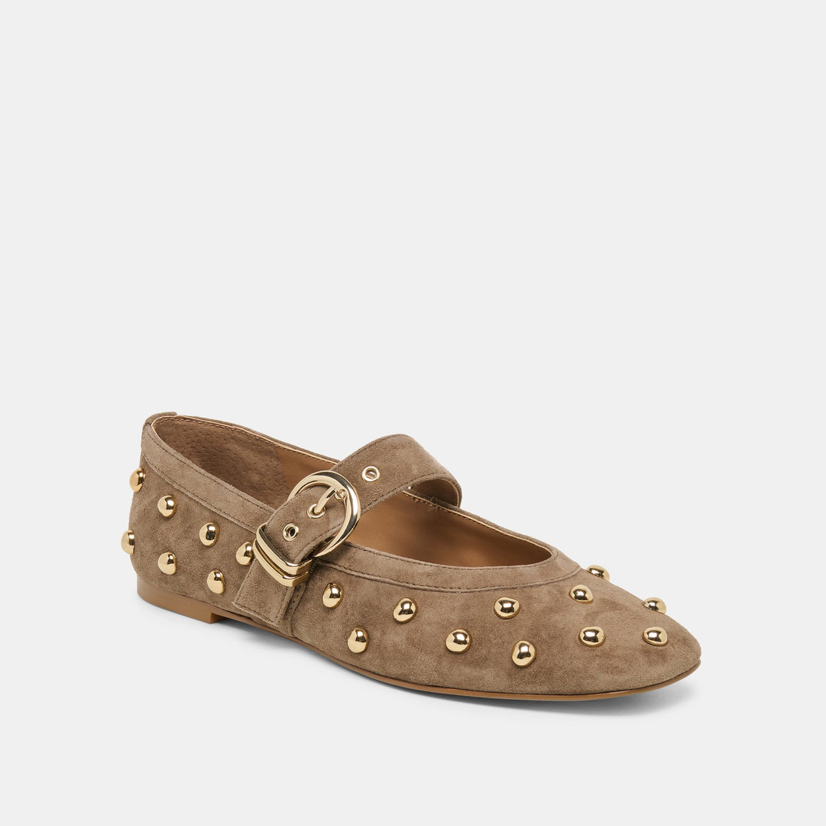 Mikel Stud Olive Suede Ballet Flats | Dolce Vita Smart Buy