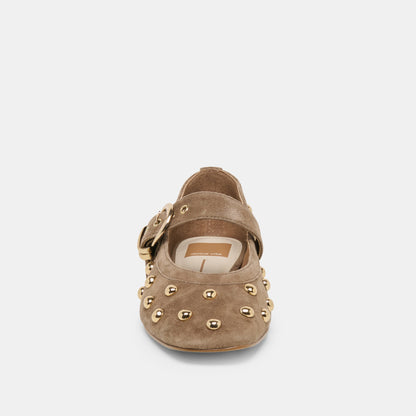 Mikel Stud Olive Suede Ballet Flats | Dolce Vita Smart Buy
