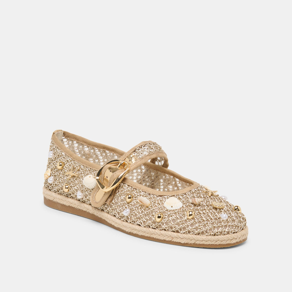 Ralph Gold Beaded Raffia Ballet Flats | Dolce Vita Top Pick