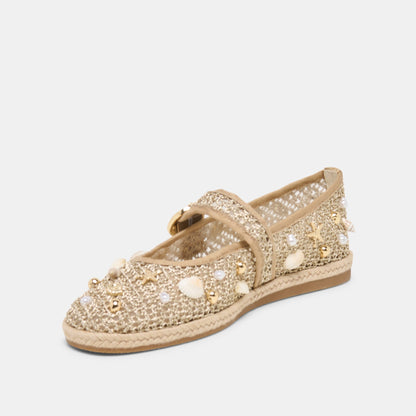 Ralph Gold Beaded Raffia Ballet Flats | Dolce Vita Top Pick
