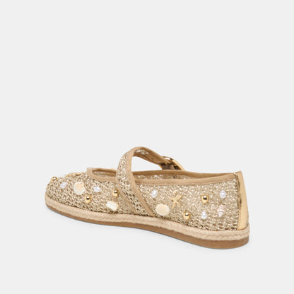 Ralph Gold Beaded Raffia Ballet Flats | Dolce Vita Top Pick