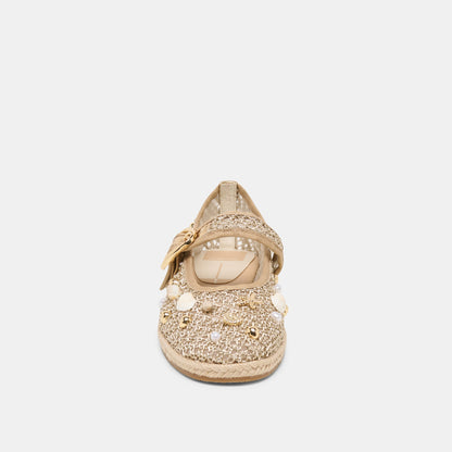 Ralph Gold Beaded Raffia Ballet Flats | Dolce Vita Top Pick