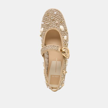 Ralph Gold Beaded Raffia Ballet Flats | Dolce Vita Top Pick