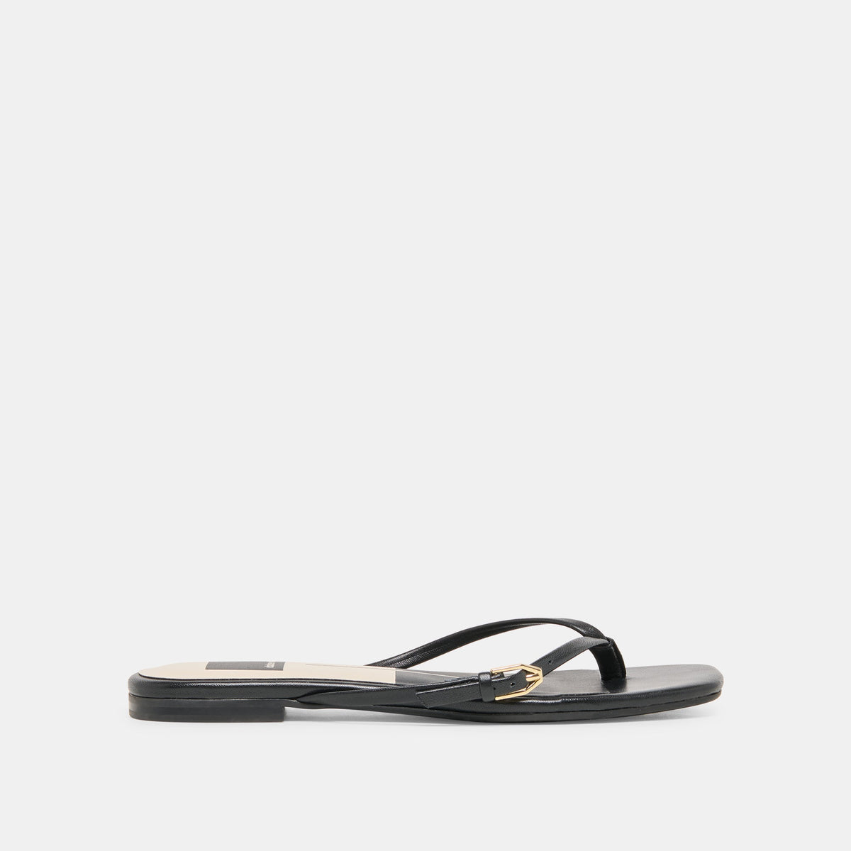 MALTA Black Leather Buckle Flip-Flop Sandals | Dolce Vita Value