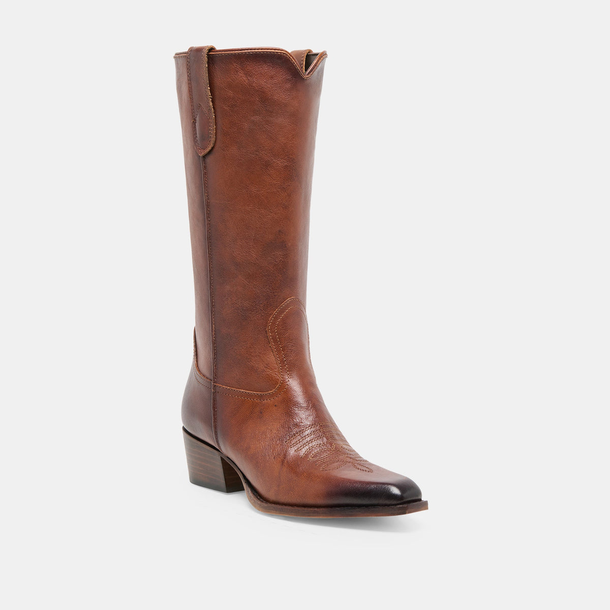 VIGLA Chestnut Leather Pointed-Toe Western Boots | Dolce Vita Popular