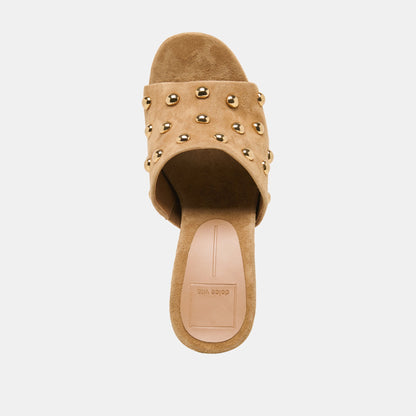 Holta Stud Lt Brown Suede Wedges | Dolce Vita Value