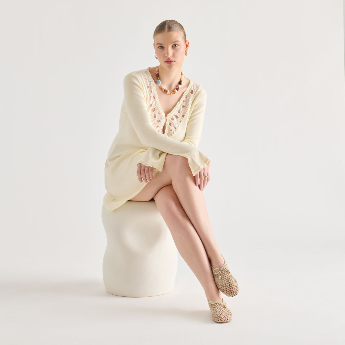 Kaylyn Oatmeal Crochet Flats | Dolce Vita Premium
