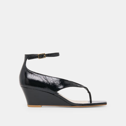 Quinny Black Leather Wedges | Dolce Vita Premium