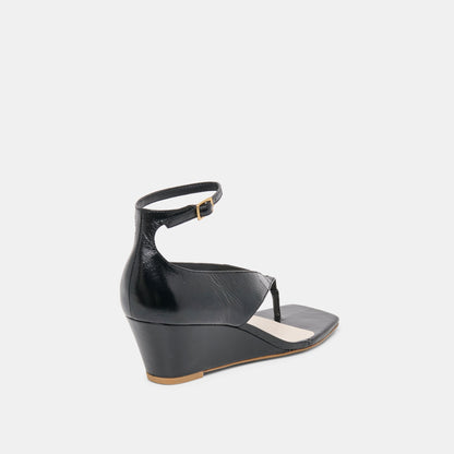 Quinny Black Leather Wedges | Dolce Vita Premium