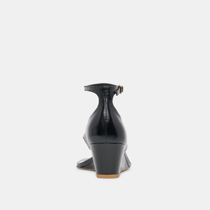 Quinny Black Leather Wedges | Dolce Vita Premium