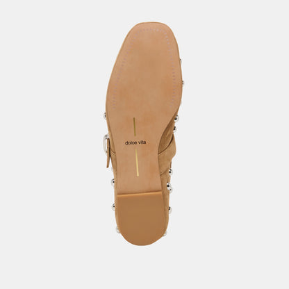 Mikel Stud Lt Brown Suede Ballet Flats | Dolce Vita Everyday