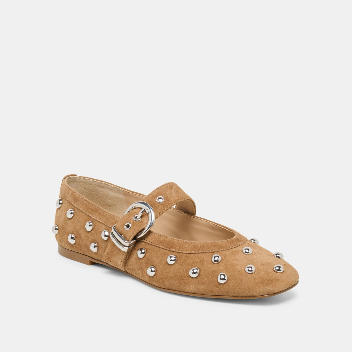 Mikel Stud Lt Brown Suede Ballet Flats | Dolce Vita Everyday