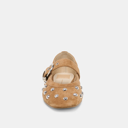 Mikel Stud Lt Brown Suede Ballet Flats | Dolce Vita Everyday