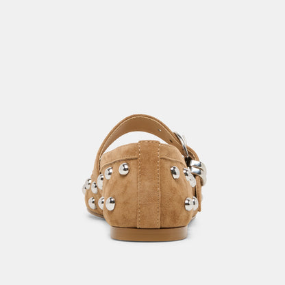 Mikel Stud Lt Brown Suede Ballet Flats | Dolce Vita Everyday