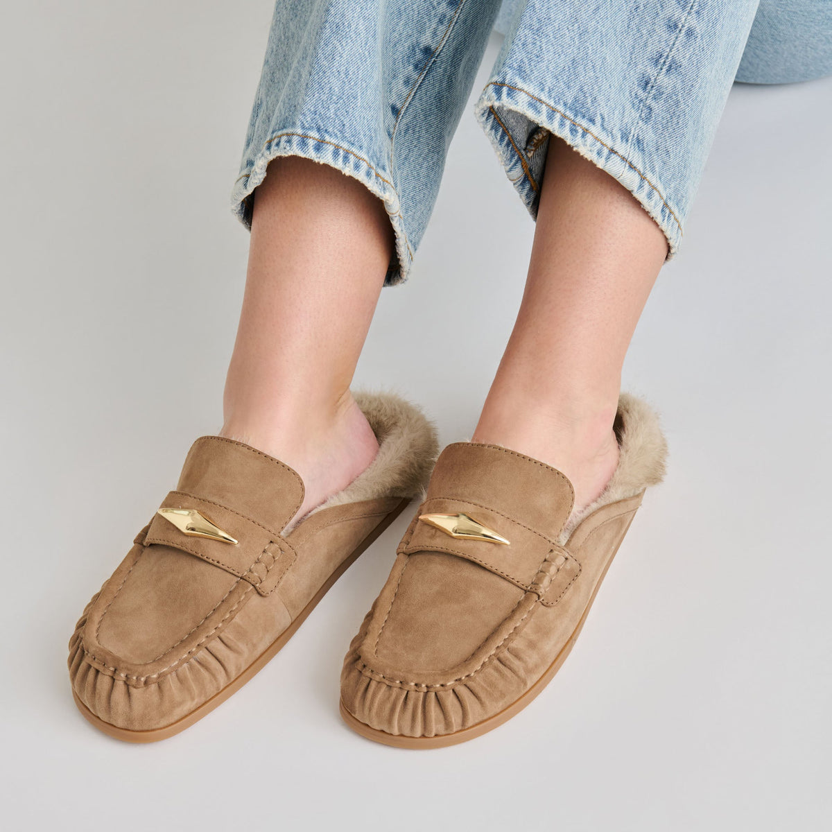Jodero Plush Mushroom Suede Flats | Dolce Vita Latest