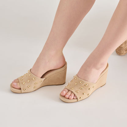 Holta Stud Camel Suede Wedges | Dolce Vita Value