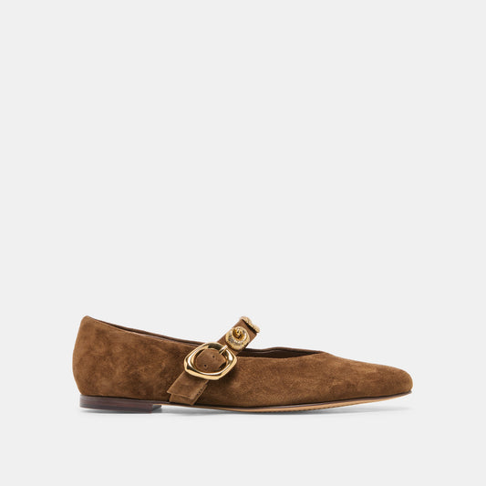 LOREE Chesnut Suede Mary-Jane Metal Detail Ballet Flats | Dolce Vita Essential