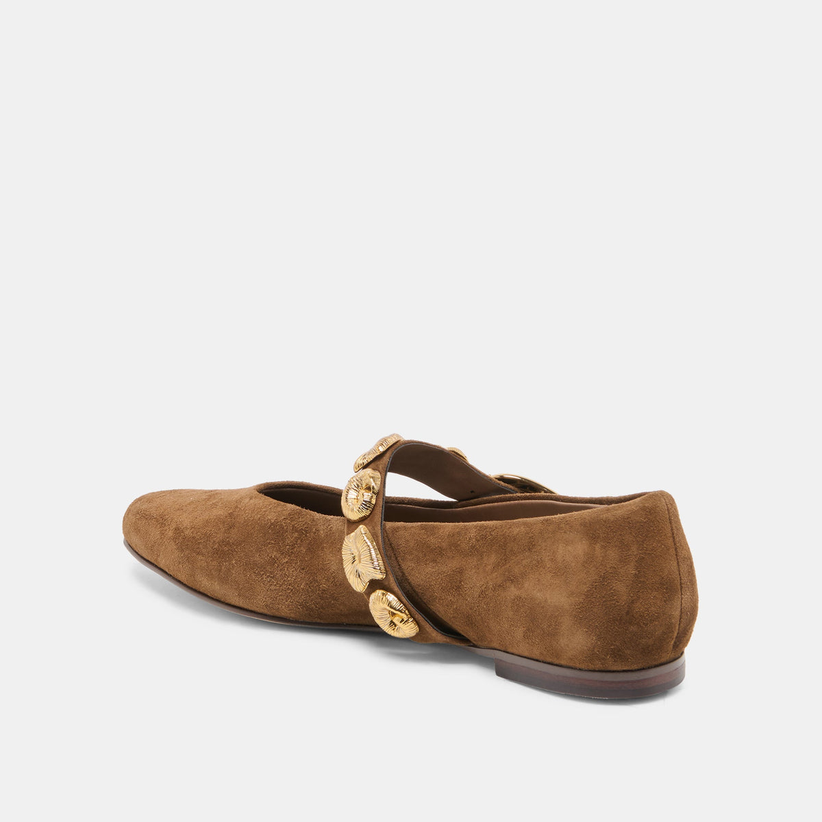 LOREE Chesnut Suede Mary-Jane Metal Detail Ballet Flats | Dolce Vita Essential