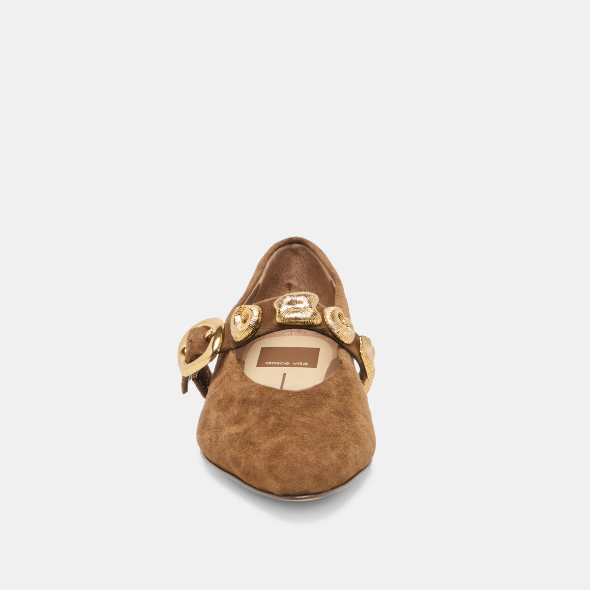 LOREE Chesnut Suede Mary-Jane Metal Detail Ballet Flats | Dolce Vita Essential