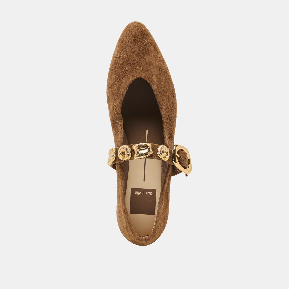 LOREE Chesnut Suede Mary-Jane Metal Detail Ballet Flats | Dolce Vita Essential