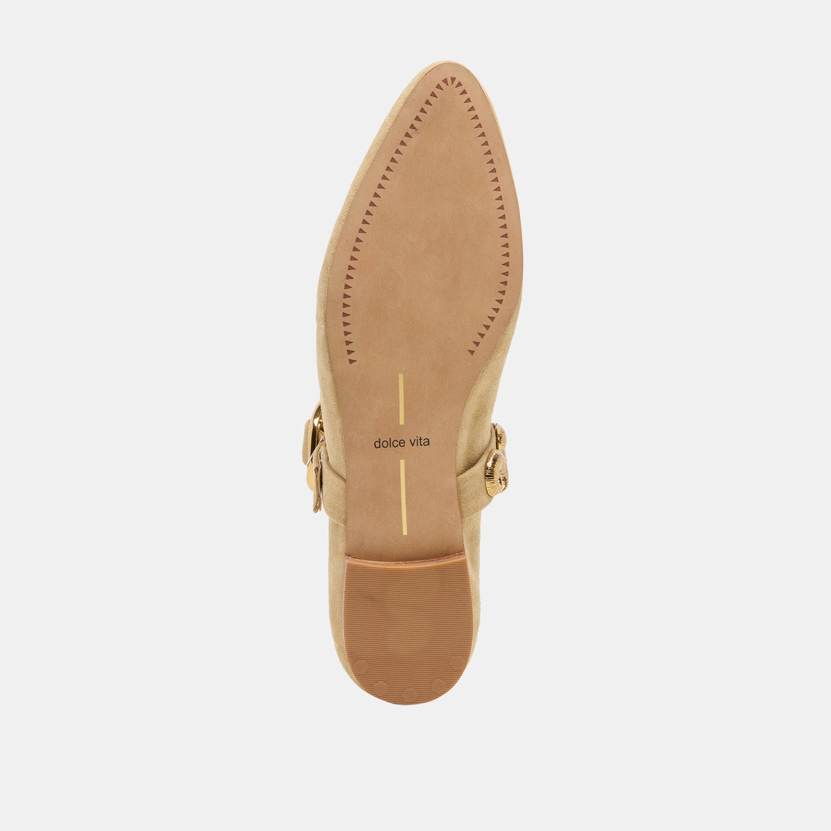 LOREE Desert Taupe Suede Mary-Jane Metal Detail Ballet Flats | Dolce Vita Discount