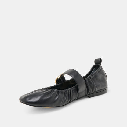Caely Black Leather Ballet Flats | Dolce Vita Essential