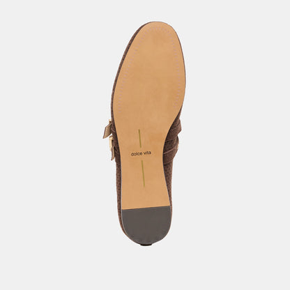 Baylee Grommet Dk Brown Perforated Suede Ballet Flats | Dolce Vita Value