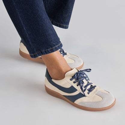 Merit White Navy Leather Sneakers | Dolce Vita Smart Buy