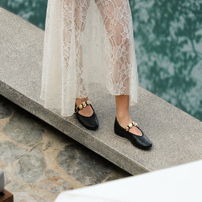 Relan Black Leather Ballet Flats | Dolce Vita Discount
