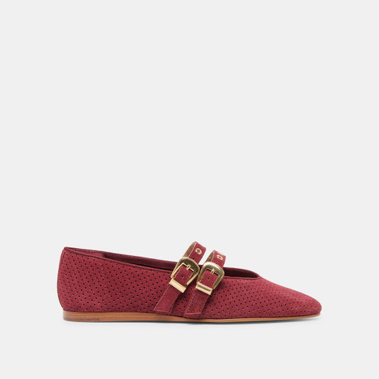 Baylee Grommet Oxblood Perforated Suede Ballet Flats | Dolce Vita Classic