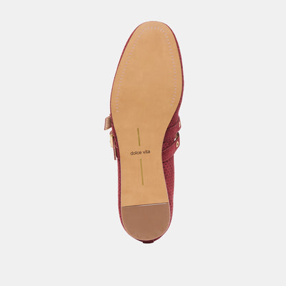 Baylee Grommet Oxblood Perforated Suede Ballet Flats | Dolce Vita Classic
