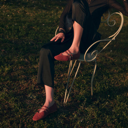 Baylee Grommet Oxblood Perforated Suede Ballet Flats | Dolce Vita Classic