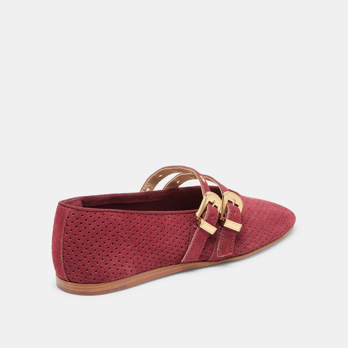 Baylee Grommet Oxblood Perforated Suede Ballet Flats | Dolce Vita Classic
