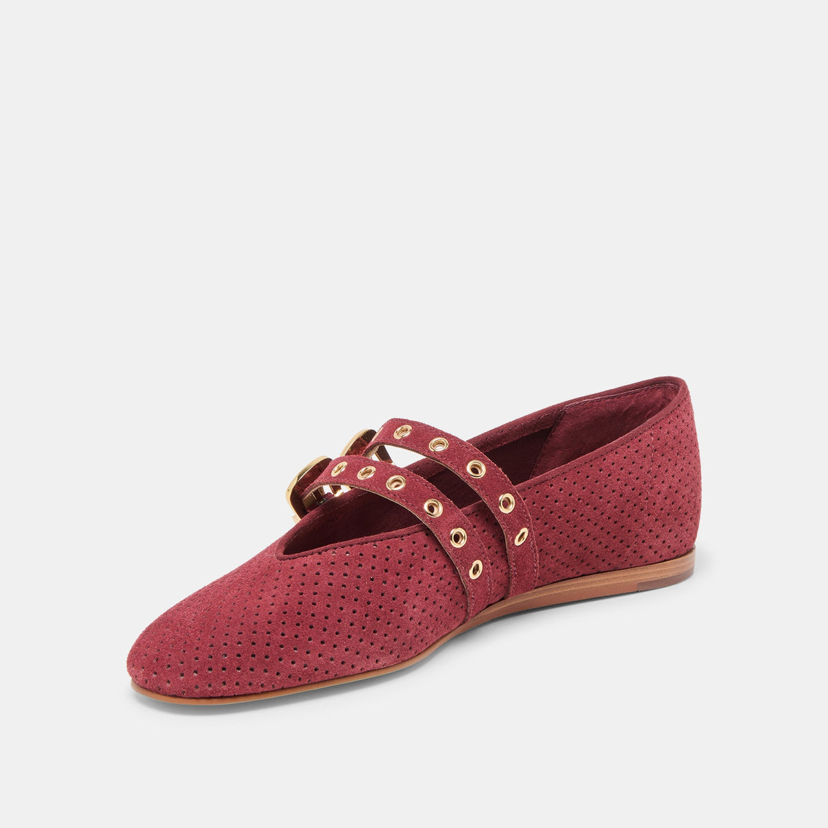 Baylee Grommet Oxblood Perforated Suede Ballet Flats | Dolce Vita Classic