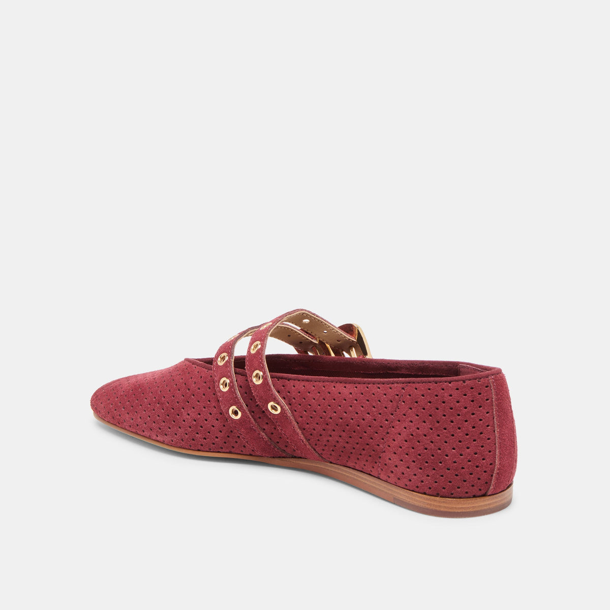 Baylee Grommet Oxblood Perforated Suede Ballet Flats | Dolce Vita Classic