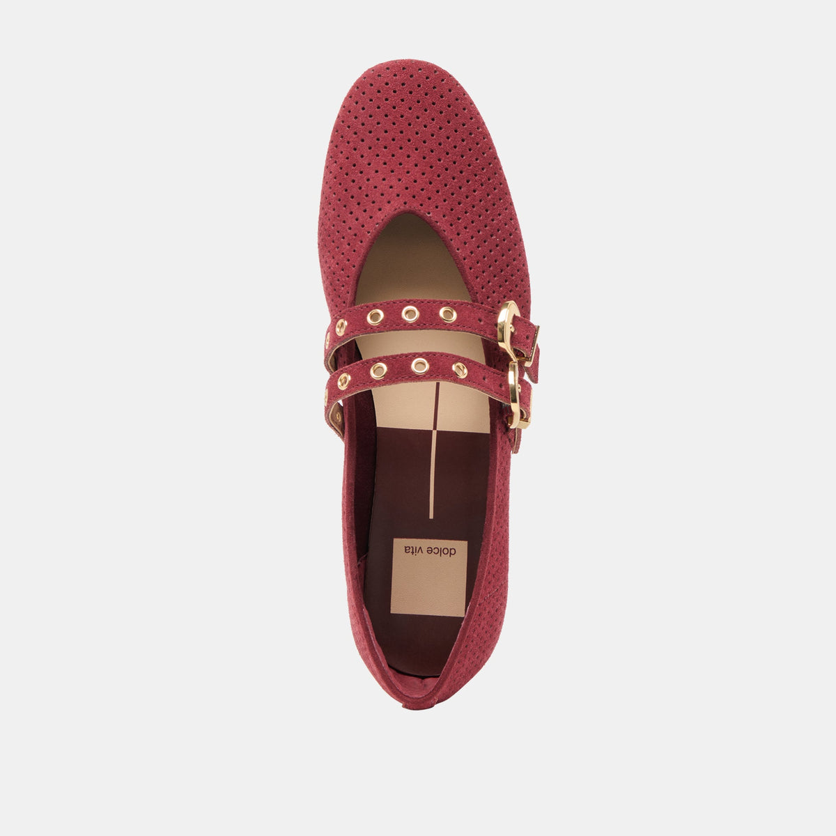 Baylee Grommet Oxblood Perforated Suede Ballet Flats | Dolce Vita Classic