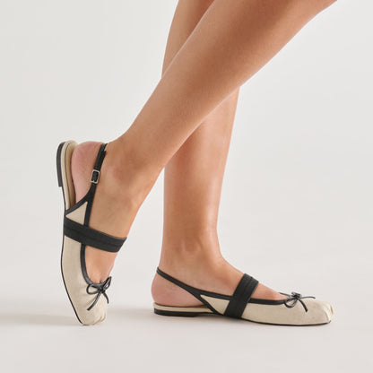 Grifan Natural Black Linen Flats | Dolce Vita Hot Sale