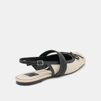 Grifan Natural Black Linen Flats | Dolce Vita Hot Sale