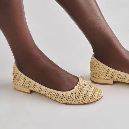Ulicia Lt Natural Cross Hatch Raffia Ballet Flats | Dolce Vita Special Offer