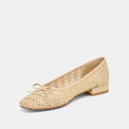 Ulicia Lt Natural Cross Hatch Raffia Ballet Flats | Dolce Vita Special Offer