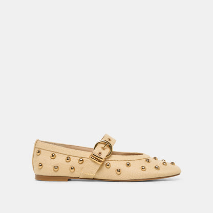 Mikel Stud Lt Natural Raffia Ballet Flats | Dolce Vita Essential