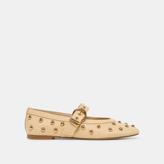 Mikel Stud Lt Natural Raffia Ballet Flats | Dolce Vita Essential