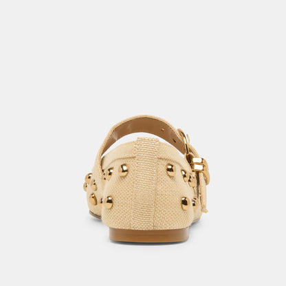 Mikel Stud Lt Natural Raffia Ballet Flats | Dolce Vita Essential