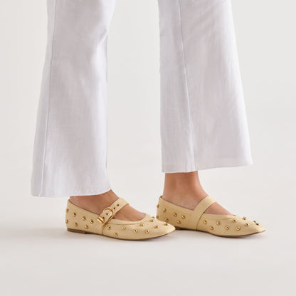 Mikel Stud Lt Natural Raffia Ballet Flats | Dolce Vita Essential