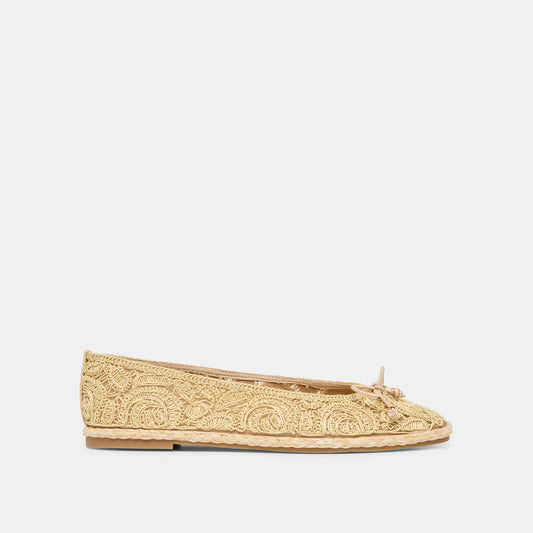 Tianna Lt Natural Raffia Lace Ballet Flats | Dolce Vita Hot Sale