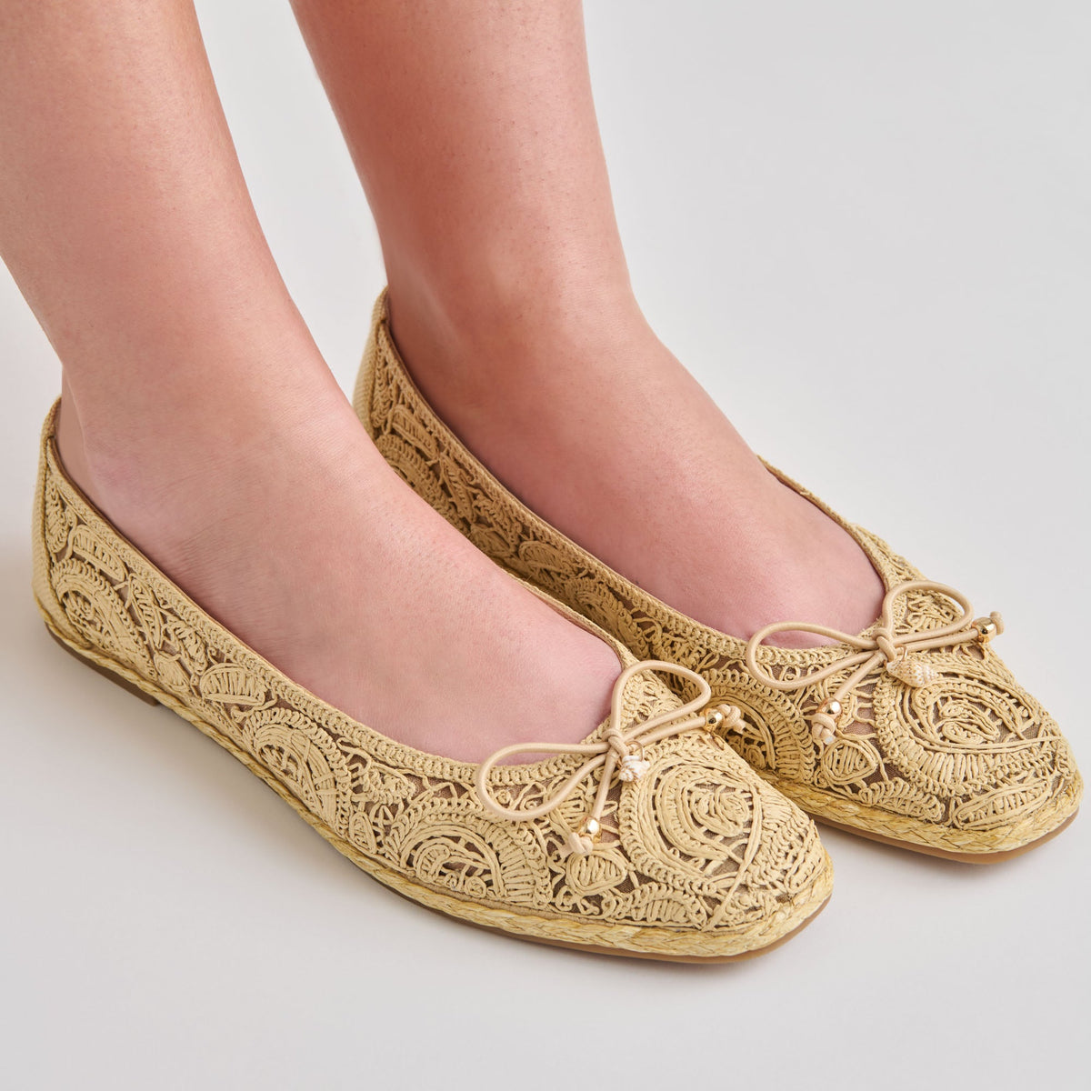 Tianna Lt Natural Raffia Lace Ballet Flats | Dolce Vita Hot Sale