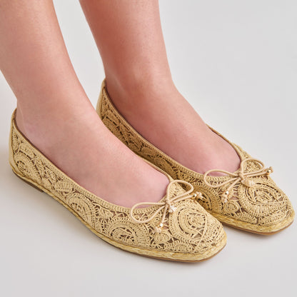 Tianna Lt Natural Raffia Lace Ballet Flats | Dolce Vita Hot Sale